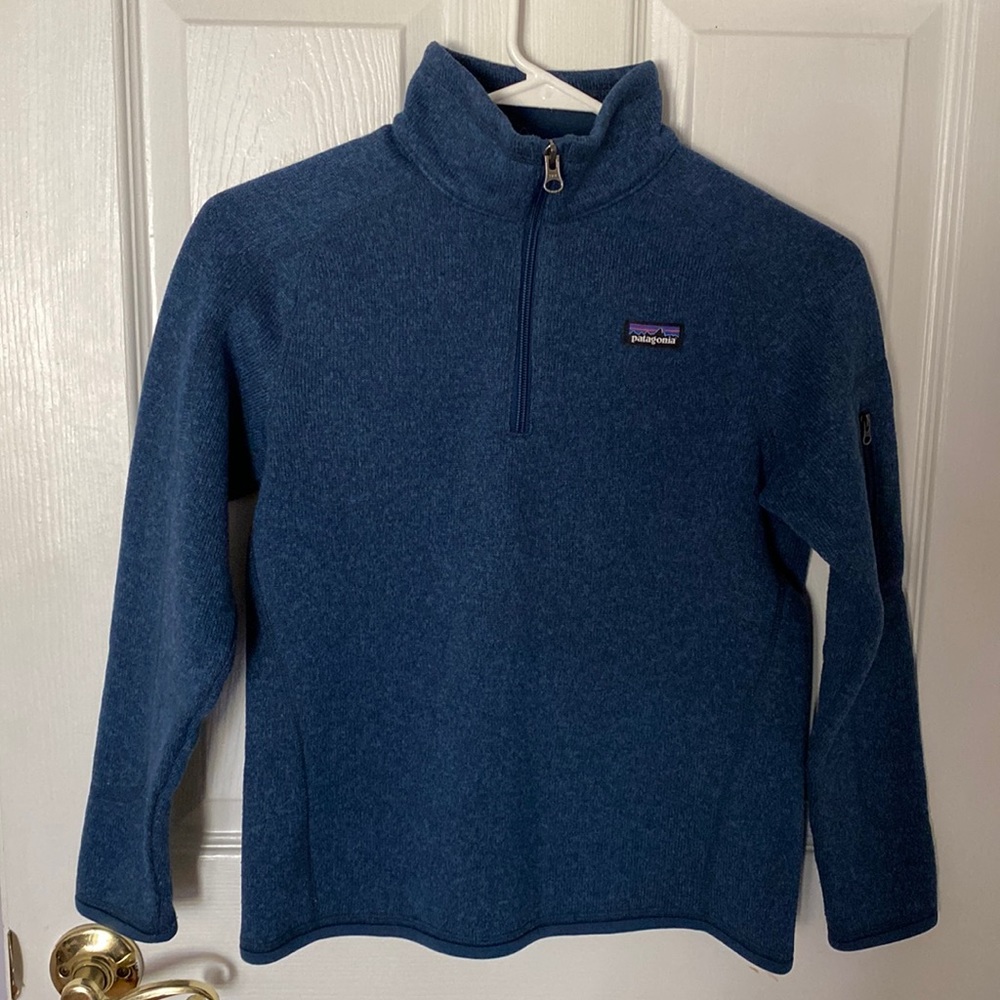 Patagonia Kids Better Sweater 1/4 zip blue Large 12